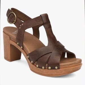 Dansko Daniela Heel Open Toe Sandal Strappy  Leather Chunky Sz EU 40, US 9.5-10